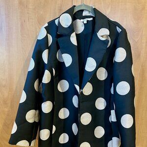 Chico’s Black White Polka Dot Open Front Jacket Size 2 (12)